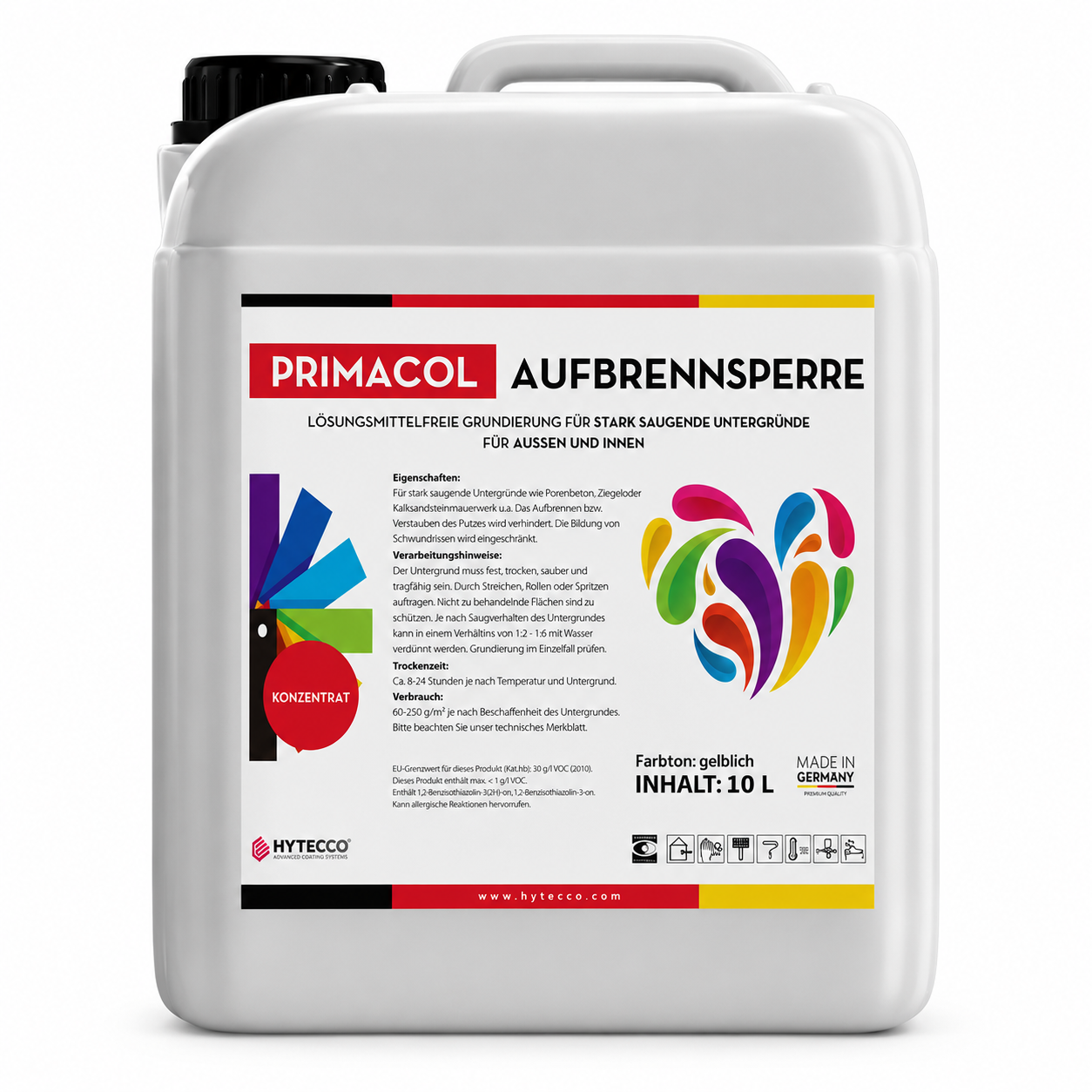 Primacol Aufbrennsperre Konzentrat - Lösungsmittelfreie Grundierung für stark saugende Untergründe für aussen und innen